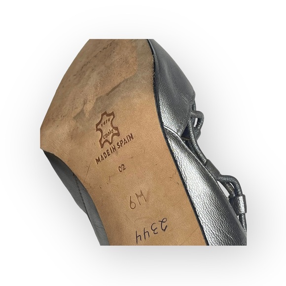 Vintage: Evan Picone ♚ Lattice Mary Janes Heels Pumps ♚ Metallic Silver Leather - Picture 12 of 16